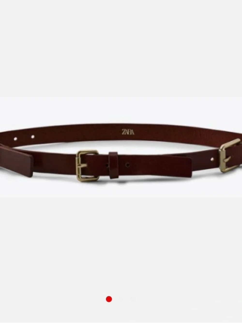 Zara Women’s Dark Brown Leather Double-Buckle Belt with Gold Hardware